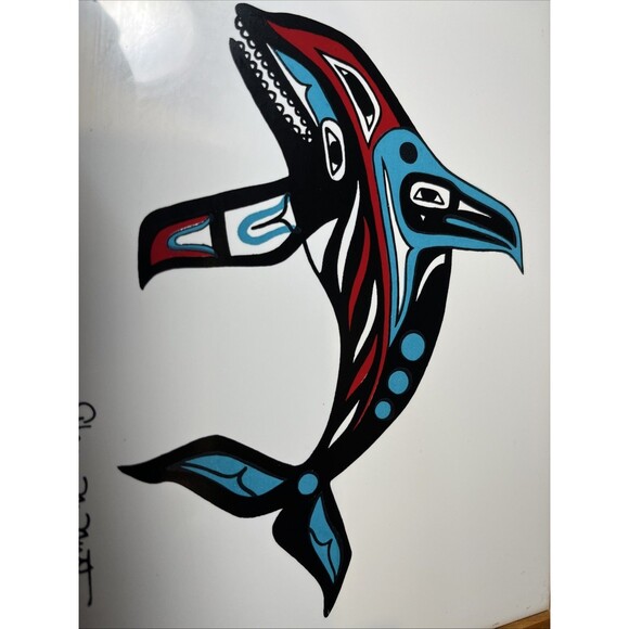 Orca Whale Tile On Handmade Wood Trinket Box By Glenn Mcnutt Alaska Native Art - Picture 3 of 13